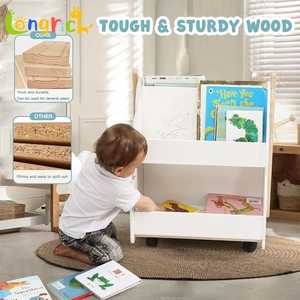Étagère en bois pour enfants sur roues Support de rangement pour livres en forme de <span class=keywords><strong>nuage</strong></span> pour <span class=keywords><strong>chambre</strong></span> de bébé - Product Image 4