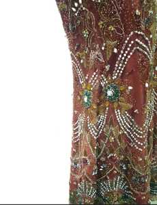 Gold Embroidered Boho Maxi Dress Hand Beaded Evening Kaftan Sequined <b>Back</b> Amazing Bohemian Embellished Maxi Dress Button - Product Image 4