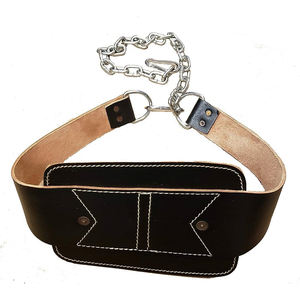 Cinturón de cuero de vaca ajustable con cadena, equipo de seguridad de entrenamiento físico para levantamiento de pesas, novedad - Product Image 1