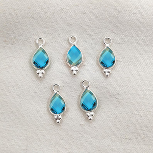 Dijes de Piedras Preciosas en Forma de Lágrima, Hechos a Mano, Piedra de Nacimiento, Corte Briolette, Plata de Ley 925, Bisel, Colgante, Fabricación de Joyas, Dijes al por Mayor - Product Image 2