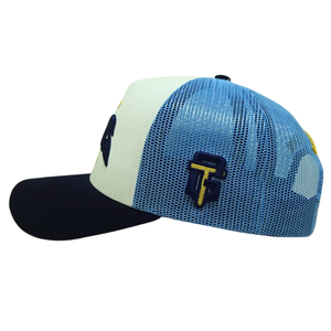 Gorra de camionero de dos tonos con logotipo bordado en 3D personalizado, Panel de malla, ala curva trasera, gorra de cierre ajustable, sombreros OEM ODM de Vietnam - Product Image 3