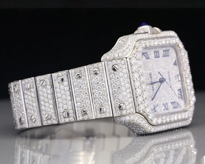 Reloj de cuarzo de diamante cultivado en laboratorio de alta calidad, banda analógica de acero inoxidable de lujo disponible a precio - Product Image 2