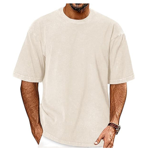 Camiseta 100% algodón para hombre, corte holgado, manga corta, tejido de punto, logotipo personalizado y color sólido - Product Image 2