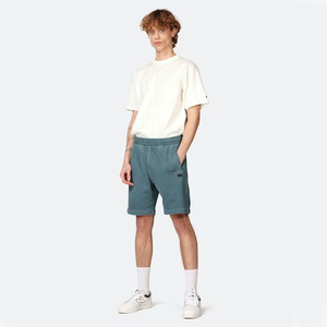 2024 nouveauté hommes femmes couleur anthracite lavé au soleil décontracté short de survêtement taille élastique écologique motif solide vente en vrac - Product Image 2