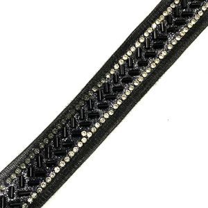 ลูกปัดคริสตัลสีดำชาติพันธุ์อินเดียเย็บปักถักร้อยลูกไม้ตัดสำหรับรองเท้าและงานฝีมือข้อเสนอในขายส่ง - Product Image 1