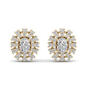 REYES 1.75ct Moissanite Boucles d'oreilles en or jaune 14K 18K 22K Halo massif Anniversaire de mariage Bijoux fins pour femmes - Product Image 2