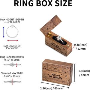 Nueva llegada 2025 soporte de anillo de madera de mango grabado para 2 anillos propuesta de compromiso caja de anillo de ceremonia de boda - Product Image 4