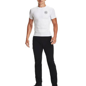 T-shirt de compression pour hommes, vêtements de gym, t-shirts de compression à col rond, nouveaux arrivages - Product Image 3