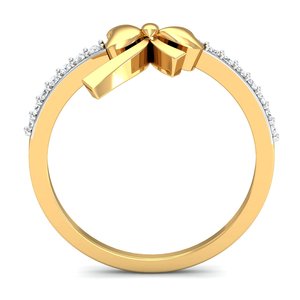 Unisex 18K Gold Plated Brass Fashionable <b>Ring</b> Cute Bowknot Design Square Cut Zircon Inlaid Gemstone Certified New Trendy Party - Product Image 5