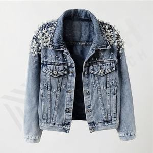 Veste en jean pour femme à prix avantageux, couleur personnalisée, boutons sur le devant, design élégant, parfait pour le quotidien, décontracté, mode streetwear, vêtement - Product Image 1