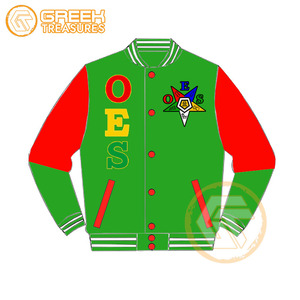 Customized Order Eastern <b>Star</b> Cotton Fleece Embroidered Varsity <b>Jacket</b> OES Breathable Quick Dry Zipper Closure Stand Women's - Product Image 6