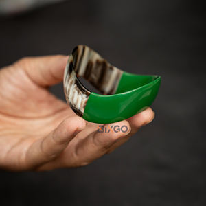 Luxury Vietnam Handicraft Half-Lacquer Green <b>Cuff</b> <b>Bracelet</b> for Women Buffalo Horn Jewelry - Product Image 4