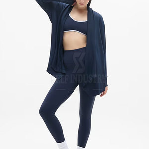 Premium Quality Women's Yoga Wrap Cardigan Spandex/Nylon Loose Fit Breathable New Design with Quick Dry Feature and Front Logo - Product Image 4