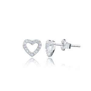 Tiny Hollow <b>Heart</b> Design Zircon Stone Stud <b>Earrings</b> Handmade Turkish Wholesale <b>Sterling</b> <b>Silver</b> Fine Jewelry - Product Image 3