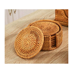 Wholesale Rattan Round <b>Placemat</b> for Dining Table Decor - Eco-Friendly Woven Cork Mat , Vietnamese High Quality Rattan Underplate - Product Image 1