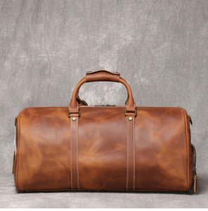 Sac de voyage pliable en cuir véritable avec fermeture éclair et compartiment séparé pour chaussures - Product Image 2