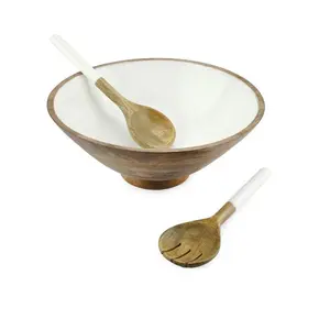 Customisable Enamel Hand Crafted Mango Wood Dining Bowl Nut Fruit Bowl for multipurpose use and with absolute best quality