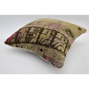 Vintage Pattern 12x12 Inch Beige Wool Kantha Mosaic Paisley Paneled Grape Patchwork Eco-Friendly Non-Slip Removable <b>Pillow</b> - Product Image 5