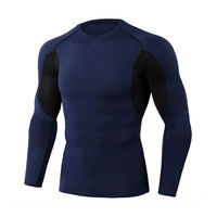 Camiseta Deportiva de Compresión al por Mayor, Camiseta de Compresión de Manga Larga con Estampado Personalizado por Sublimación Completa para Adultos