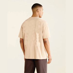 T-shirt pour homme 100% coton respirant confort coupe ajustée avec revers brodé logo personnalisé tissu tricoté d'affaires décontracté - Product Image 4