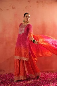 Taille Personnalisée Attrayant Sain & Fit Les Femmes Portent BANDHEJ Imprimé Gujrati Tendance Robe Ethnique avec Ensemble Dupatta - Product Image 4