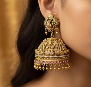 Hermosos Aretes de Latón Chapado en Oro de la Mejor Calidad con Moissanita, Estilo Tradicional y Moderno para Bodas y Fiestas, para Mujeres y Niñas - Product Image 1