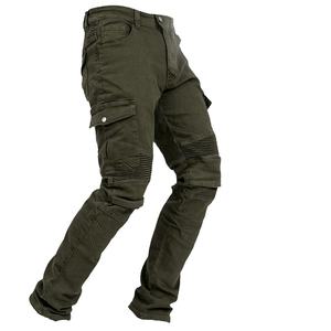 Pantalon de moto vert foncé avec armure de protection approuvée CE pour le confort et la sécurité - Product Image 1