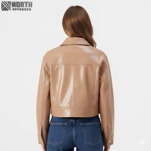 Chaqueta de Moda Transpirable de Cuero Genuino Tejido para Mujer, Estilo Elegante, Personalizable - Product Image 2