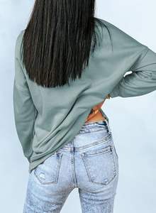 Sudadera de manga larga con cuello redondo para mujer Chaqueta informal de lana cálida de estilo básico simple - Product Image 4