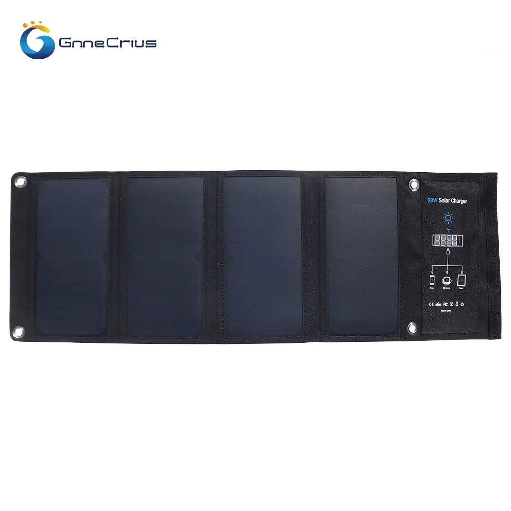 28W Sunpower Zonnecel Waterdichte Draagbare Zonne-Energie Opvouwbare Oplader Opvouwbare Draagbare Zonnepanelen Met 3 Usb-Poorten Voor Kamperen