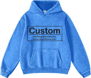 Custom Vintage gris 500GSM French Terry Sudadera con capucha de peso pesado de gran tamaño lavado con ácido desgastado Sun Faded 100% algodón Sudadera con capucha Hombres - Product Image 1