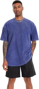 T-shirt vintage de grande taille blanc lourd 100% coton coupe ample streetwear T-shirt d'été pour hommes lavé à l'acide pour hommes - Product Image 4