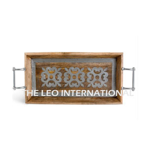 Poignée en aluminium marbré Forme ronde Plateau de service plaqué or Style fantaisie Vente à chaud Excellente qualité - Product Image 2