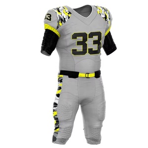 Camiseta de fútbol americano juvenil con camuflaje, uniforme de rugby de manga corta, conjunto de fútbol con rayas grises, equipamiento de fútbol americano juvenil - Product Image 5