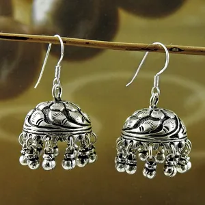 女性银耳环925纯银jhumka批发漂亮手工饰品制造奢华耳环礼品
