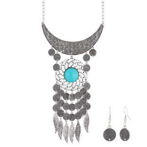 Urthn Boho Fashion Jewelry Set Collar de piedra turquesa oxidada 1110721 - Product Image 1