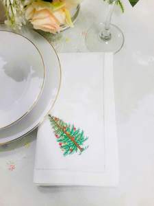 Vente en gros de serviettes de table style moderne faites à la main 100% coton 60x60cm avec bordure brodée à la main imprimée sur mesure pour la maison et le restaurant - Product Image 5