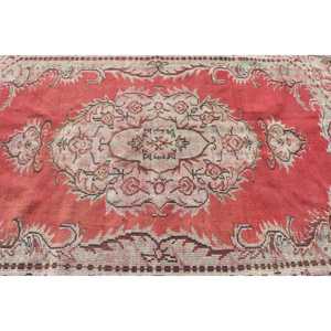 Turkish Vintage Rug, Large 6.1x9.5 ft (185x290 cm) Rug, <b>Red</b> Ikat <b>Wool</b> Rug - Product Image 5