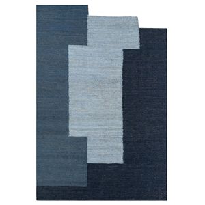 Alfombras de Yute y Cáñamo Tejidas Planas Azules Daaira Pdjt-384 para Uso Doméstico con Patrón Abstracto - Product Image 1