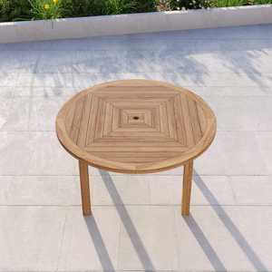 Modern Teak Wood Outdoor <b>Garden</b> Dining Set Round Patio <b>Table</b> Curved <b>Bench</b> and Chair Hotel Cafe Furniture - Product Image 4