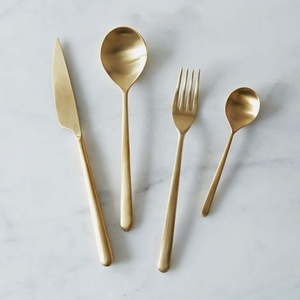 Custom Logo Rose <b>Gold</b> Plated Designer Sharp End Handle Dinnerware <b>Cutlery</b> Stainless Steel spoon and fork <b>set</b> - Product Image 3