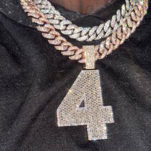 Custom Iced Out Big -Tone Number & Name Pendant <b>Necklace</b> Cuban Chain Hip Hop Jewelry with Moissanite Pendants & Charms - Product Image 5