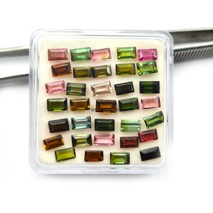 4x6mm Tourmaline Baguette Cut Pierres Précieuses À Facettes Calibré Naturel Multi Tourmaline Pierre Lâche Pour La Fabrication De Bijoux De L'Inde - Product Image 2