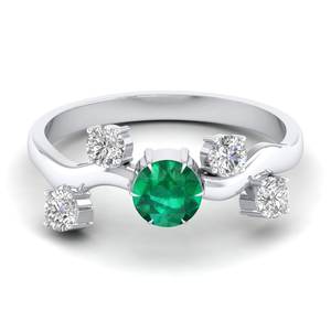 Bagues REYES élégantes en argent sterling 925 avec pierre précieuse émeraude ronde de 0,5 carat, bagues de fiançailles, de mariage et de promesse en moissanite - Product Image 5