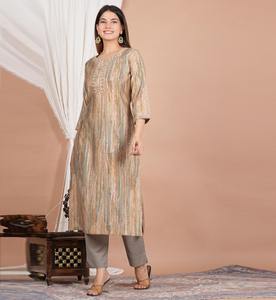 Anarkali kurta พิมพ์ลายดอกไม้ผ้าฝ้ายลำลองสำหรับผู้หญิงพร้อมลายพิมพ์ lehriya พาลาซโซและลายเดรสยาวถึงข้อเท้า - Product Image 1