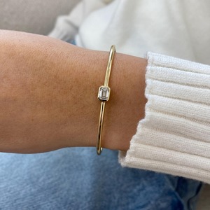 Conception populaire IGI certifié taille émeraude laboratoire diamant cultivé plaqué or 925 argent Sterling lunette ensemble Bracelet Bracelet pour les femmes - Product Image 1