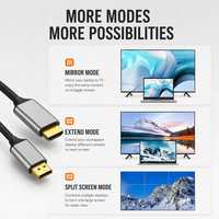 Câble actif DP vers HDMI 4K60Hz avec coque en aluminium et connecteurs plaqués or pour moniteur, téléviseur, projecteur, ordinateur