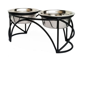 ชามให้อาหารสุนัขและแมวโลหะตั้งได้สำหรับสัตว์เลี้ยง - Product Image 2