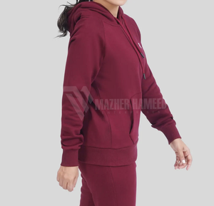 Conjunto de chándal de color sólido para mujer, ropa deportiva de tela de algodón con estampado de logotipo personalizado para ejercicio de gimnasio y ropa informal de moda - Product Image 6