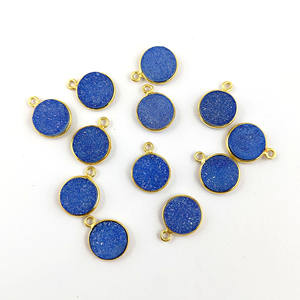 Colgante Druzy de piedras preciosas de 10mm en oro de 18 quilates Vermeil 925 Conjunto de bisel de plata esterlina Collar Colgantes y dijes finos hechos a mano - Product Image 5